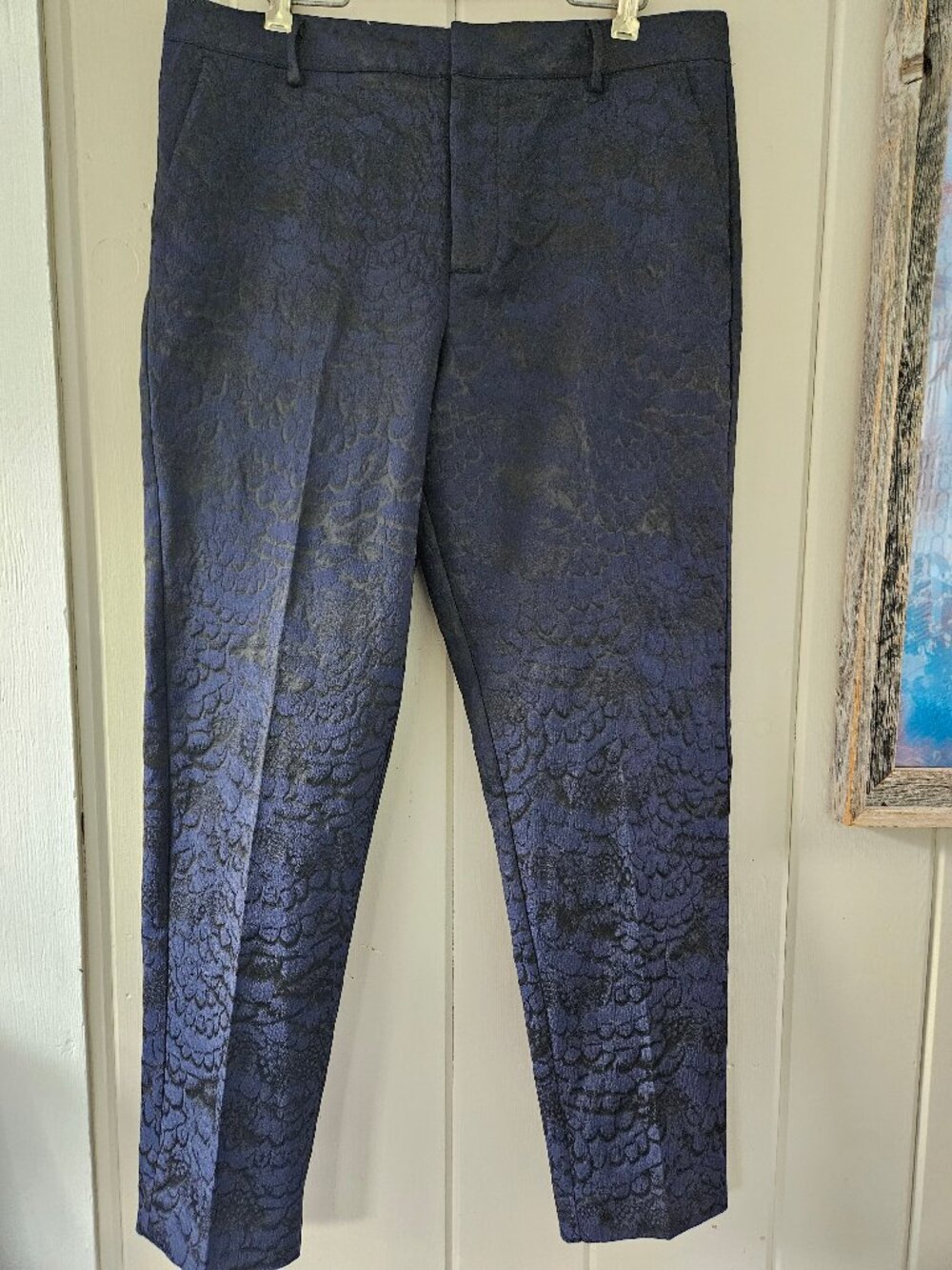 Scotch & Soda Lowry Women’s Feather Jacquard Slim Fit Trousers Navy Black 32